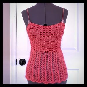 NEW Handmade Silk Angora Lace Top Coral S